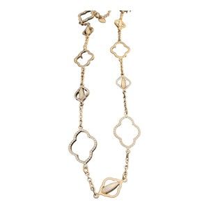 Long Charming Charlie Goldtone and Rhinestone  Necklace 34”